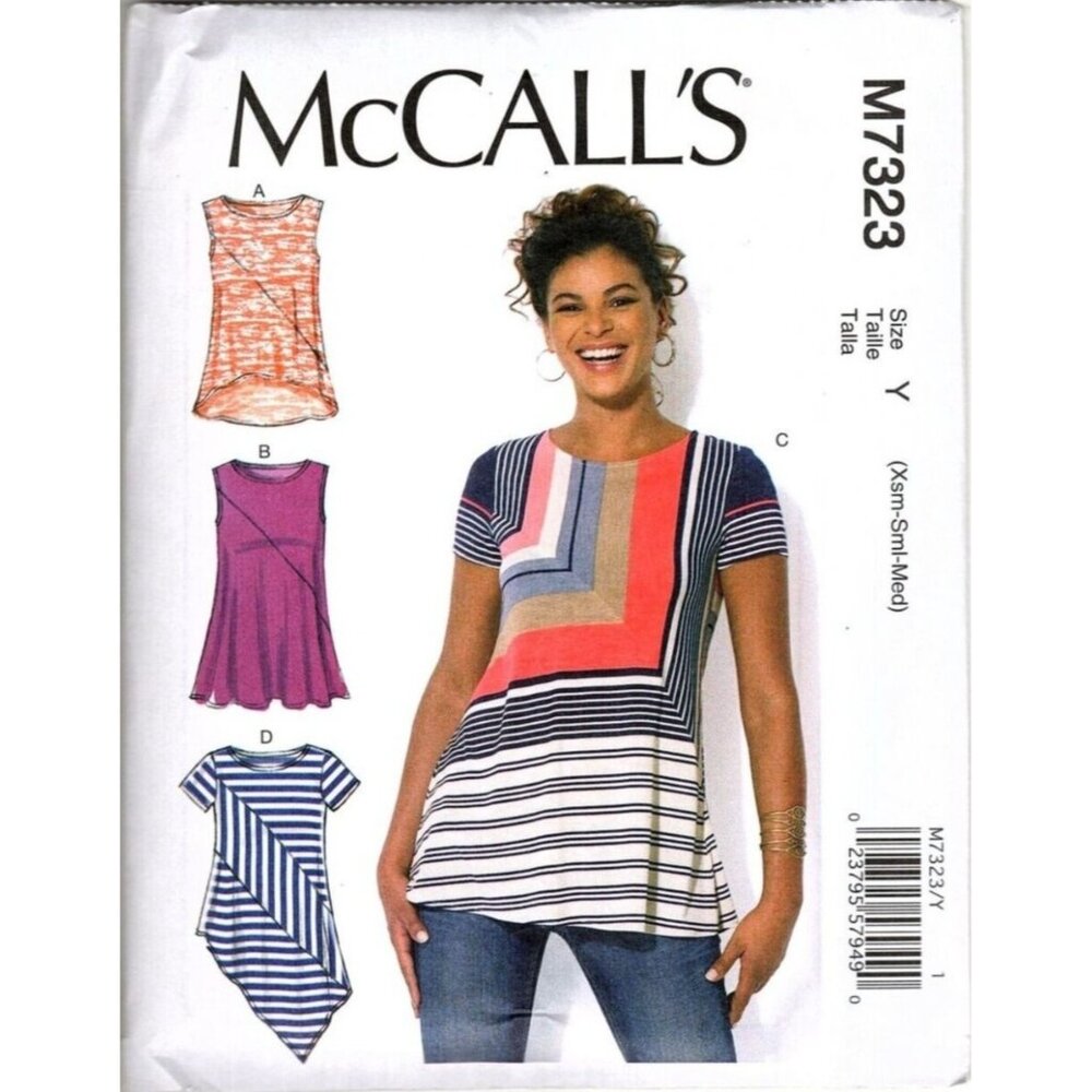 McCall's M7323 Misses XS to M Tops and Tunics Uncut Sewing Pattern New